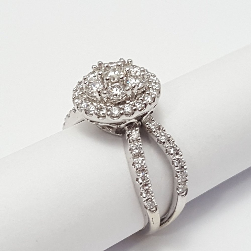 Unique 14k Solid White Gold Designer Split Shank … - image 8